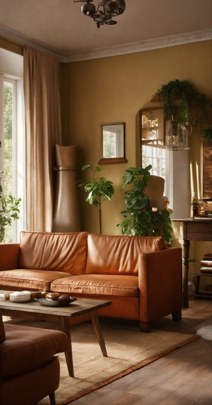 Brown, Plant, Furniture, Property, Couch, Table