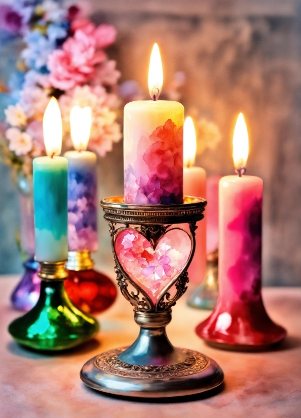 Candle, Light, Lighting, Purple, Wax, Pink