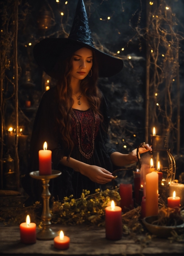 Candle, Photograph, Witch Hat, Wax, Light, Hat