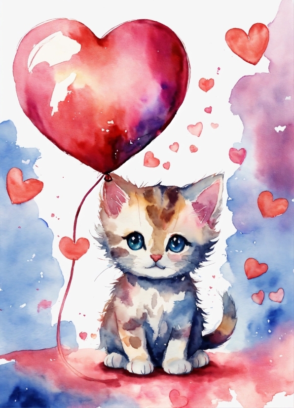 Cat, Carnivore, Paint, Felidae, Pink, Art