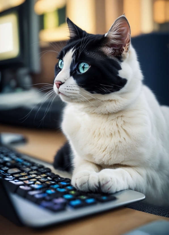 Cat, Computer, Computer Keyboard, Personal Computer, Peripheral, Input Device