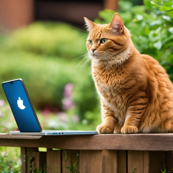 Cat, Plant, Laptop, Computer, Felidae, Personal Computer
