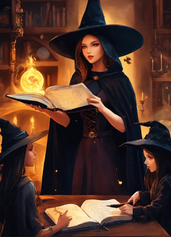 Clothing, Outerwear, Black, Human, Hat, Witch Hat