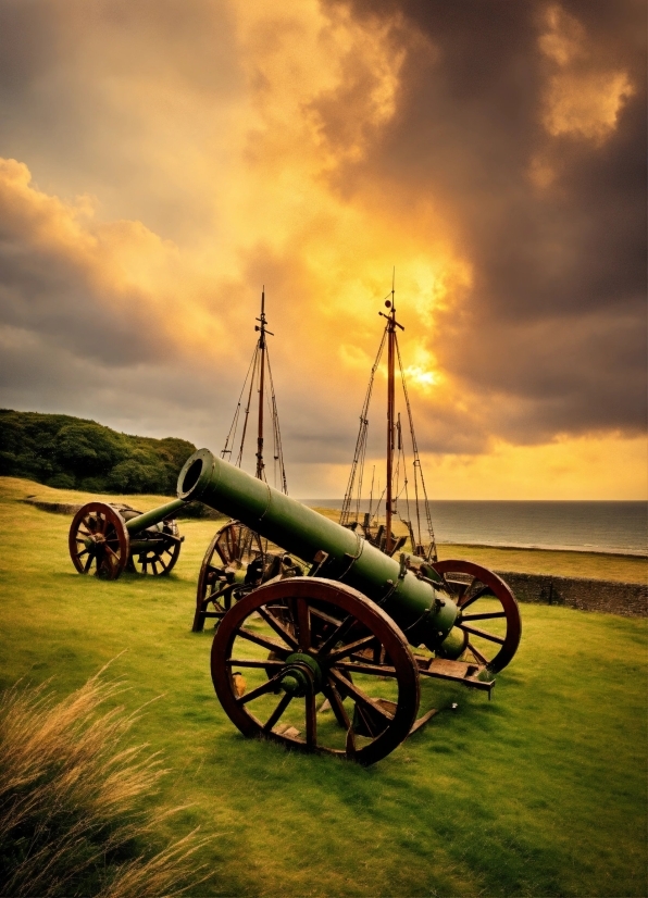 Cloud, Sky, Wheel, Cannon, Water, Nature