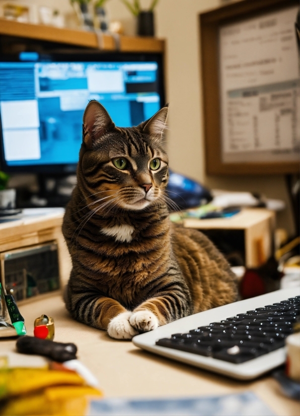 Computer, Cat, Personal Computer, Computer Monitor, Peripheral, Computer Keyboard