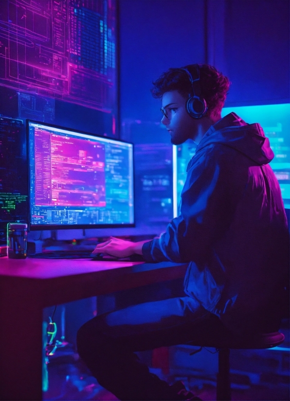 Computer, Personal Computer, Purple, Blue, Laptop, Music Artist