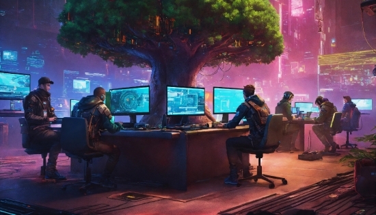 Computer, Plant, Purple, Tree, Personal Computer, Entertainment