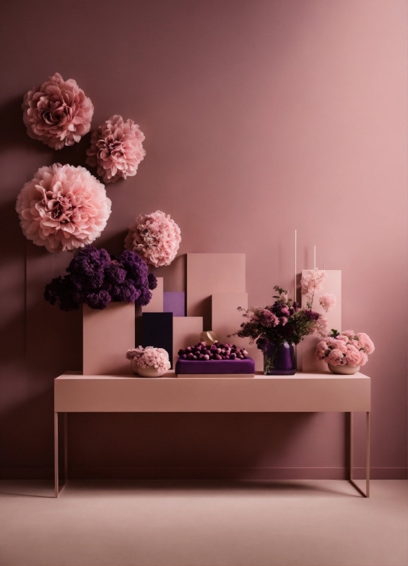 Flower, Plant, Table, Textile, Lighting, Purple