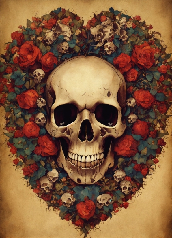 Font, Bone, Wall, Skull, Red, Art