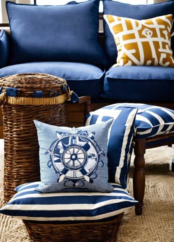 Furniture, Blue, White, Product, Azure, Pillow