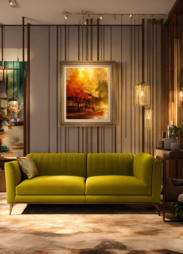 Furniture, Building, Property, Couch, Light, Plant