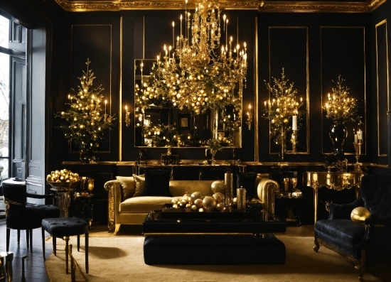 Furniture, Decoration, Building, Interior Design, Plant, Gold