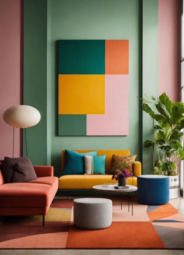 Furniture, Plant, Green, Couch, Azure, Interior Design