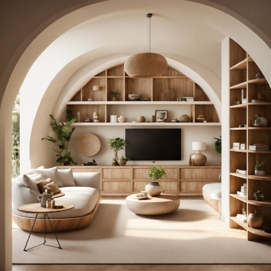 Furniture, Plant, Table, Interior Design, Shelving, Wood