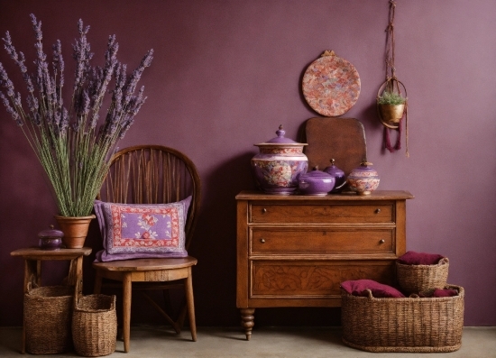 Furniture, Property, Table, Plant, Purple, Wood