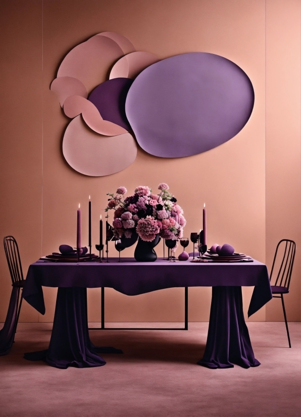 Furniture, Table, Plant, Chair, Petal, Purple