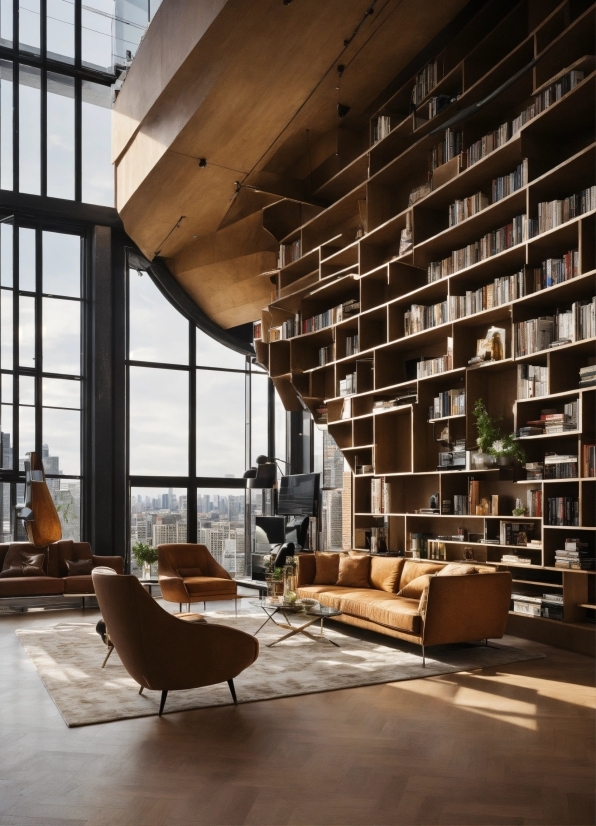 Furniture, Wood, Interior Design, Bookcase, Flooring, Floor