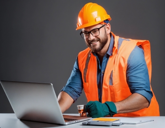 Glasses, Computer, Laptop, Hard Hat, Workwear, Personal Computer