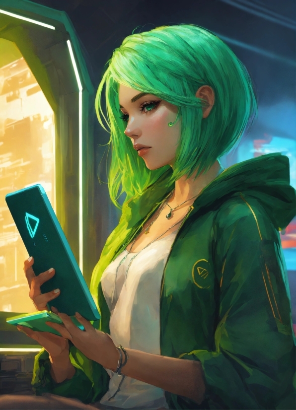 Green, Communication Device, Cg Artwork, Fictional Character, Games, Electric Blue