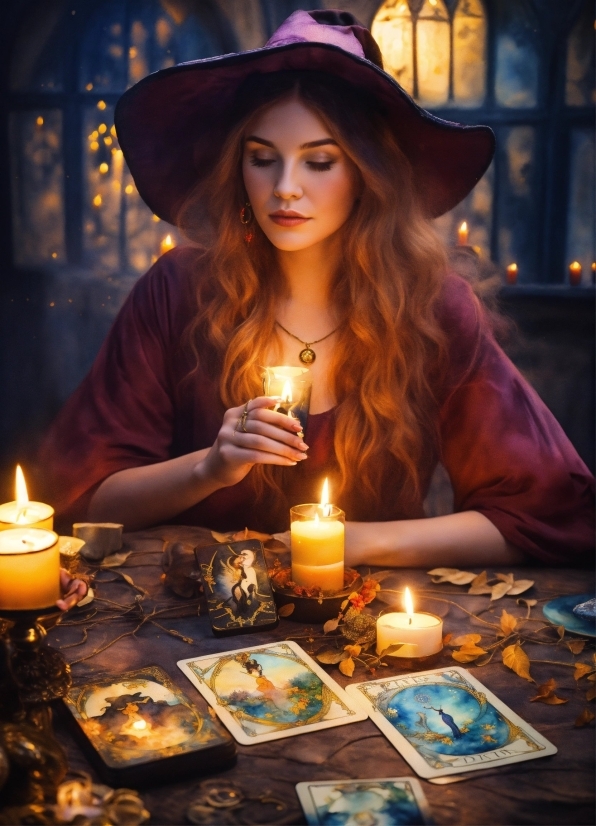 Hair, Candle, Hat, Light, Table, Lighting
