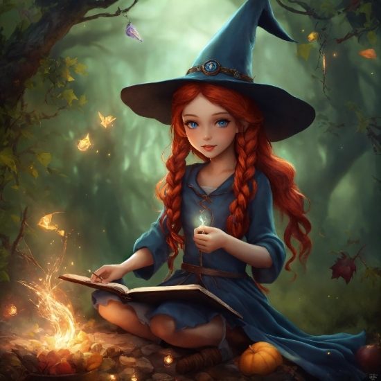Hair, Hairstyle, Witch Hat, Cartoon, Nature, People In Nature