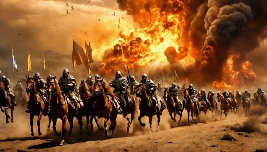 Horse, Working Animal, Battle, Event, Military Organization, Fire