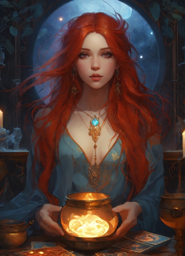 Light, Candle, Lighting, Art, Beauty, Red Hair