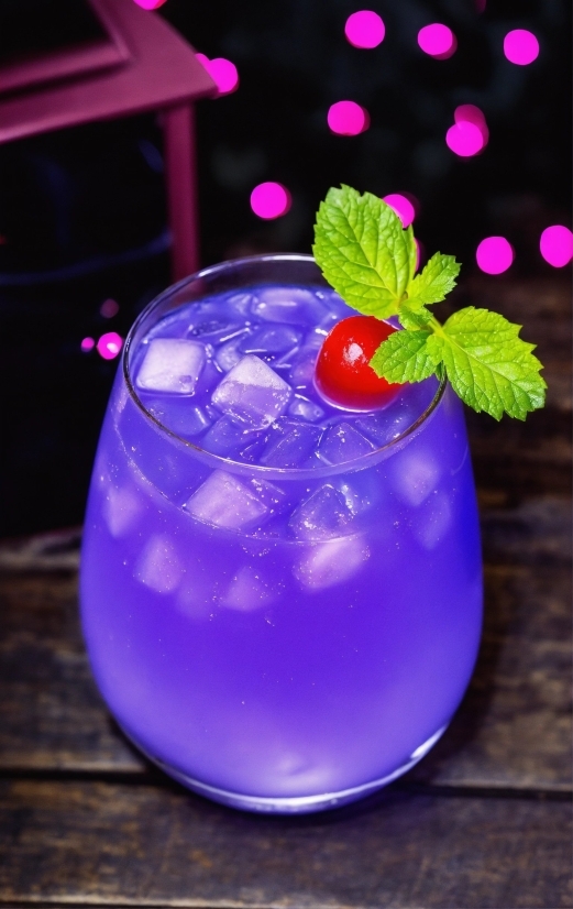 Liquid, Cocktail, Ice Cube, Fruit, Purple, Ingredient