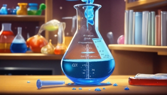 Liquid, Drinkware, Blue, Fluid, Plastic Bottle, Laboratory Flask