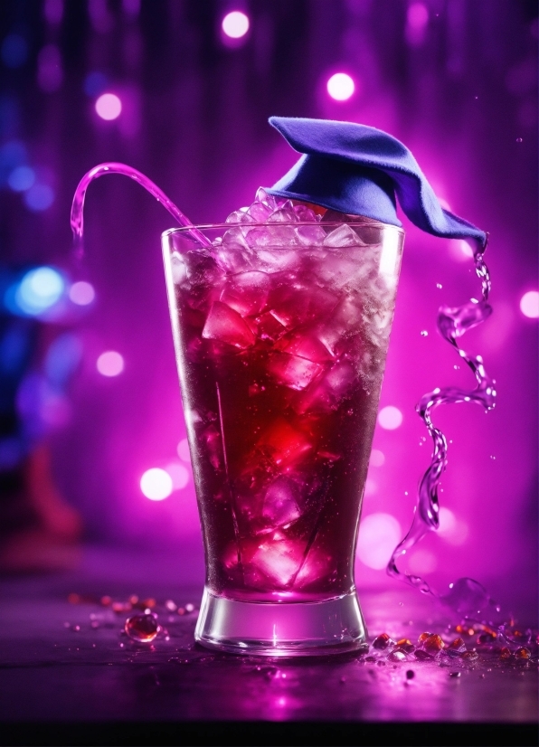 Liquid, Drinkware, Tableware, Light, Purple, Cocktail