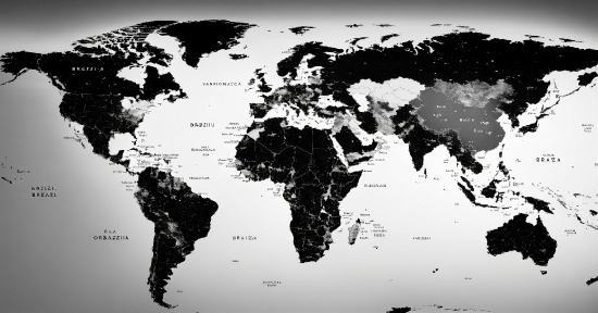 Map, World, Ecoregion, Black, Atmospheric Phenomenon, Font