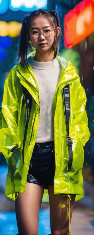 Outerwear, Light, Green, Black, High-visibility Clothing, Neck