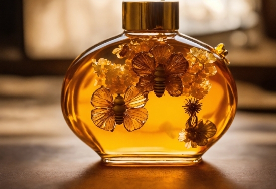 Perfume, Amber, Flower, Plant, Glass Bottle, Gold
