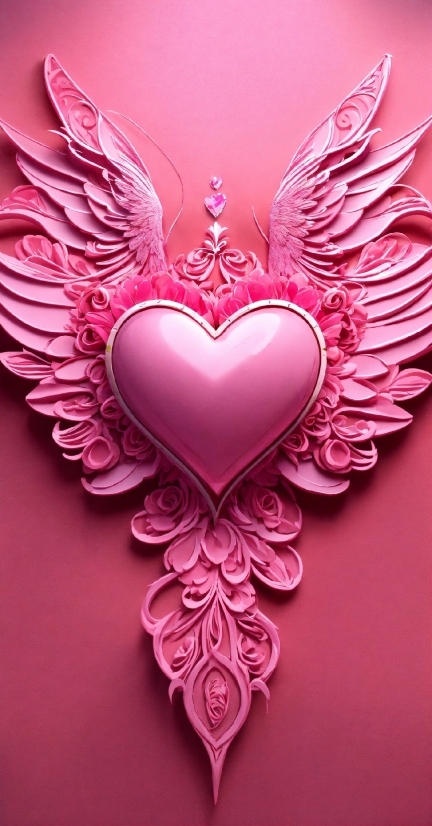 Pink, Ornament, Font, Red, Magenta, Wing