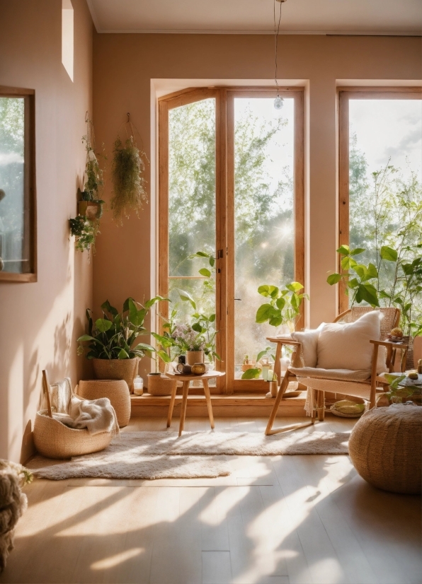 Plant, Building, Window, Flowerpot, Wood, Houseplant