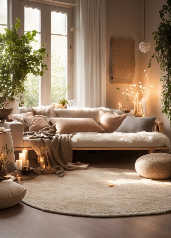 Plant, Couch, Furniture, Building, Light, Window