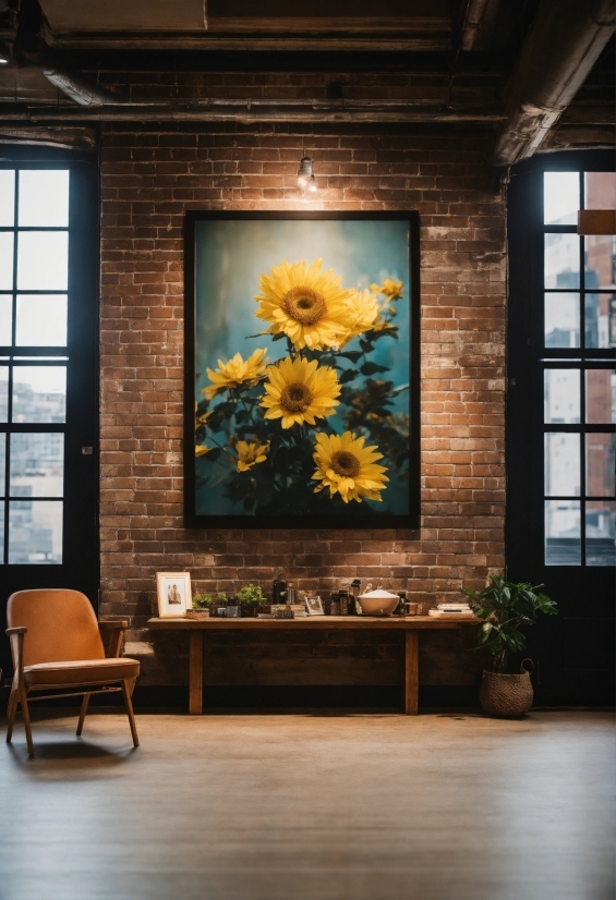 Plant, Flower, Furniture, Window, Wood, Picture Frame