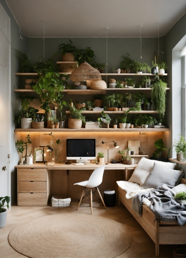 Plant, Furniture, Property, Table, Shelf, Couch