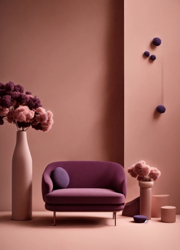 Plant, Furniture, Purple, Flower, Textile, Vase