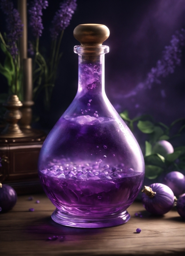 Plant, Liquid, Bottle, Tableware, Drinkware, Purple