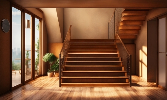 Plant, Property, Building, Stairs, Wood, Interior Design