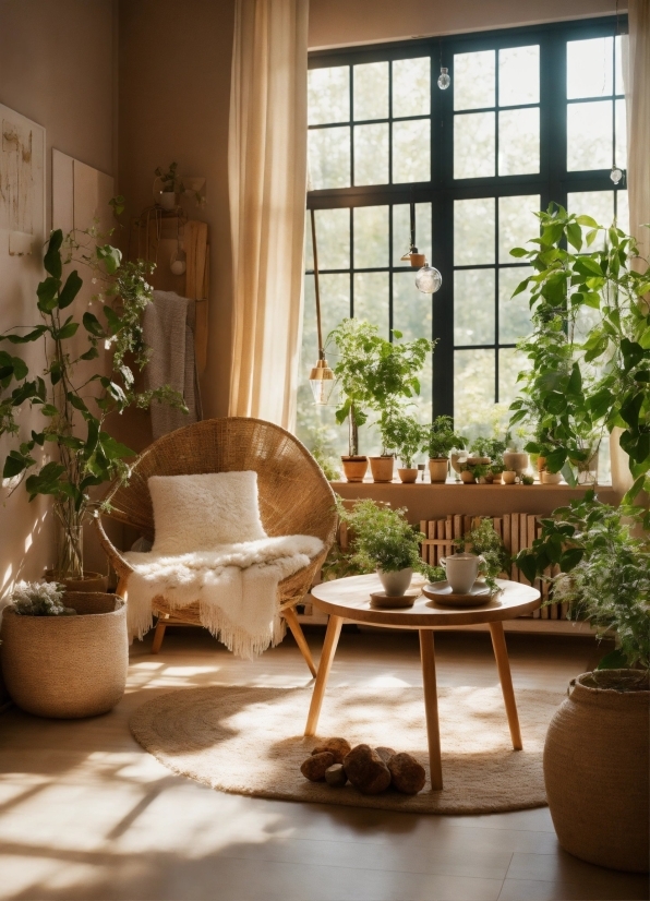 Plant, Property, Furniture, Building, Flowerpot, Window