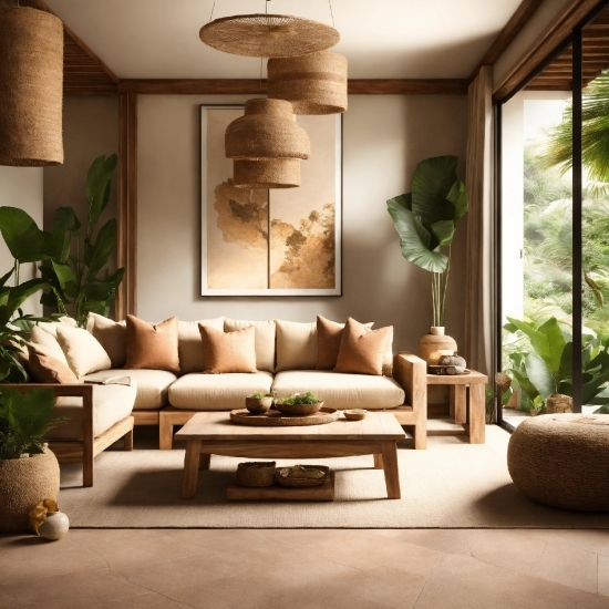 Plant, Property, Furniture, Couch, Table, Houseplant