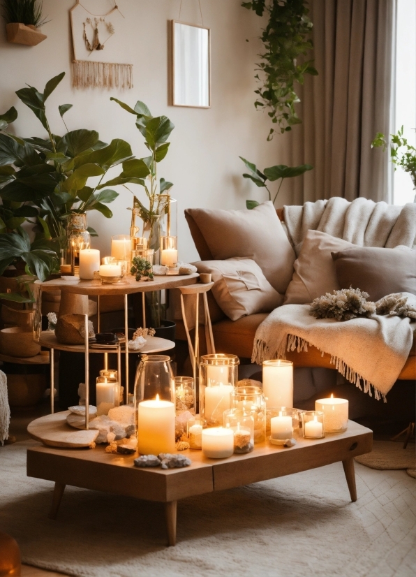 Plant, Property, Table, Couch, Candle, Houseplant