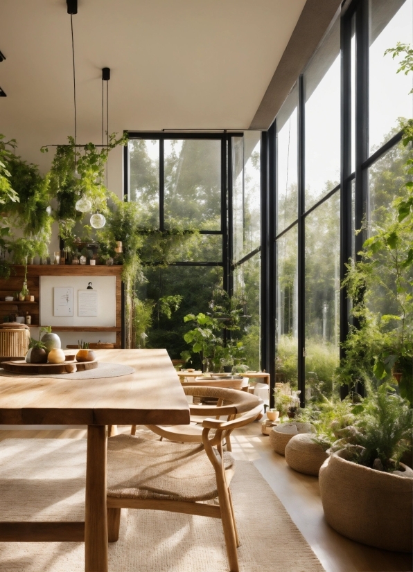 Plant, Table, Building, Property, Furniture, Window