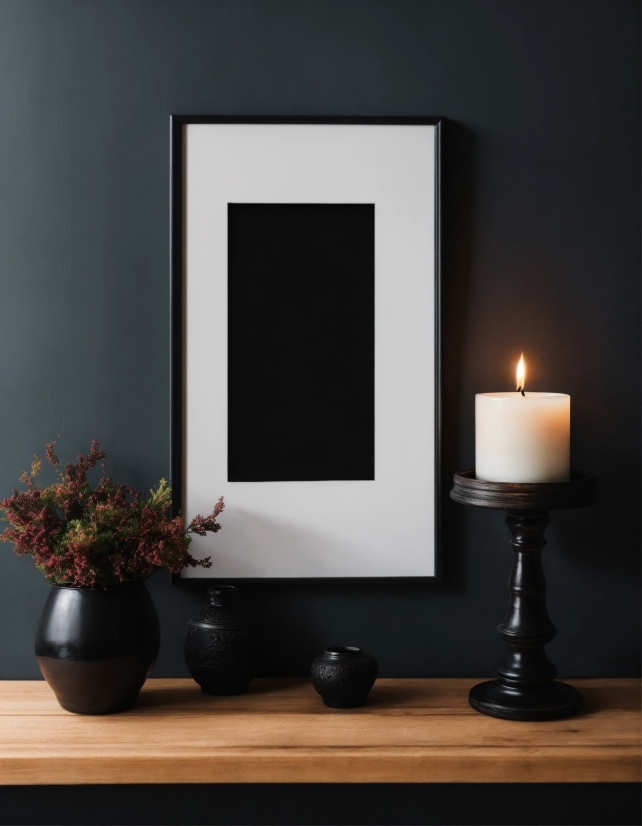 Plant, Table, Candle, Wood, Rectangle, Flowerpot
