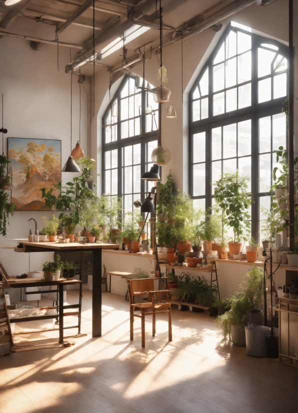 Plant, Table, Property, Furniture, Building, Flowerpot