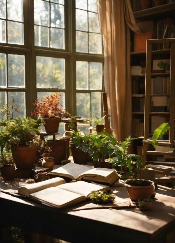 Plant, Window, Flowerpot, Houseplant, Interior Design, Sunlight
