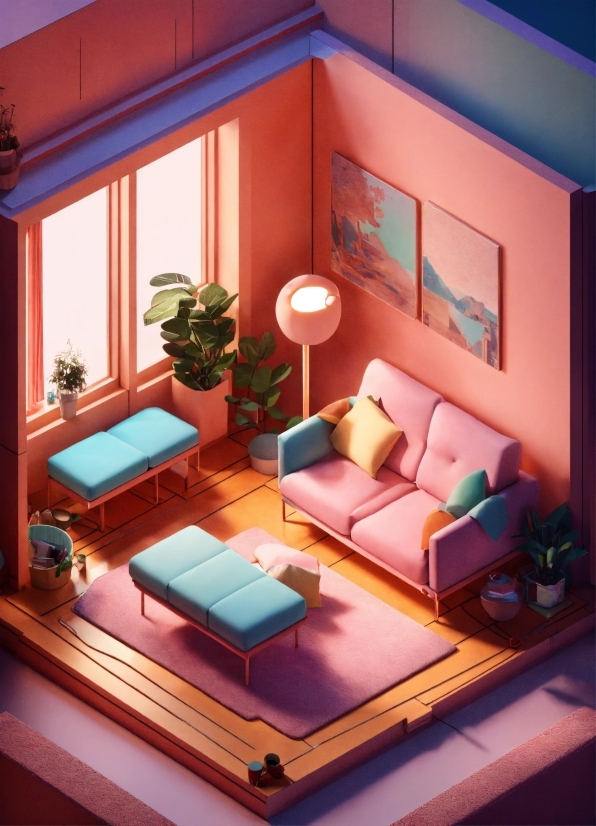 Property, Furniture, Couch, Building, Plant, Orange