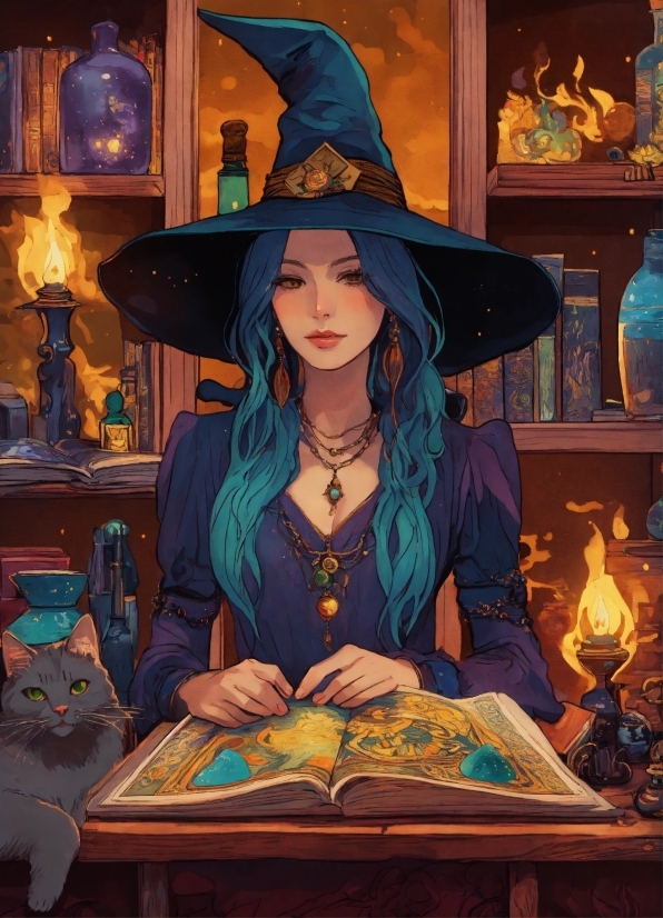 Public Domain Wikimedia Commons, Witch Hat, Picture Frame, Hat, Art, Table